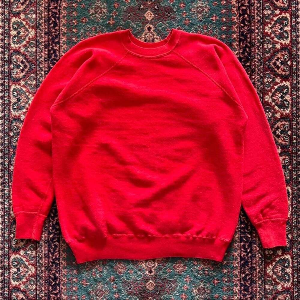 Vintage Towncraft Penneys Red Raglan Sweatshirt 100% Cotton Size Large